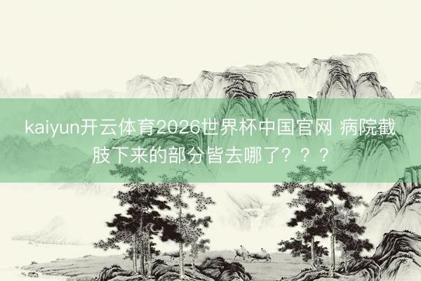 kaiyun开云体育2026世界杯中国官网 病院截肢下来的部分皆去哪了？？？